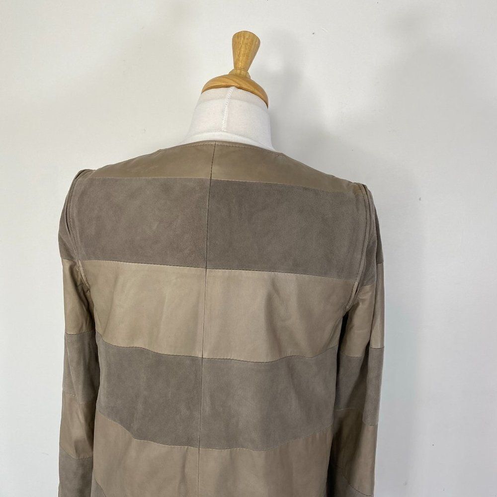 Chris! Long Leather Jacket with Removable Sleeves - Picture 6 of 11